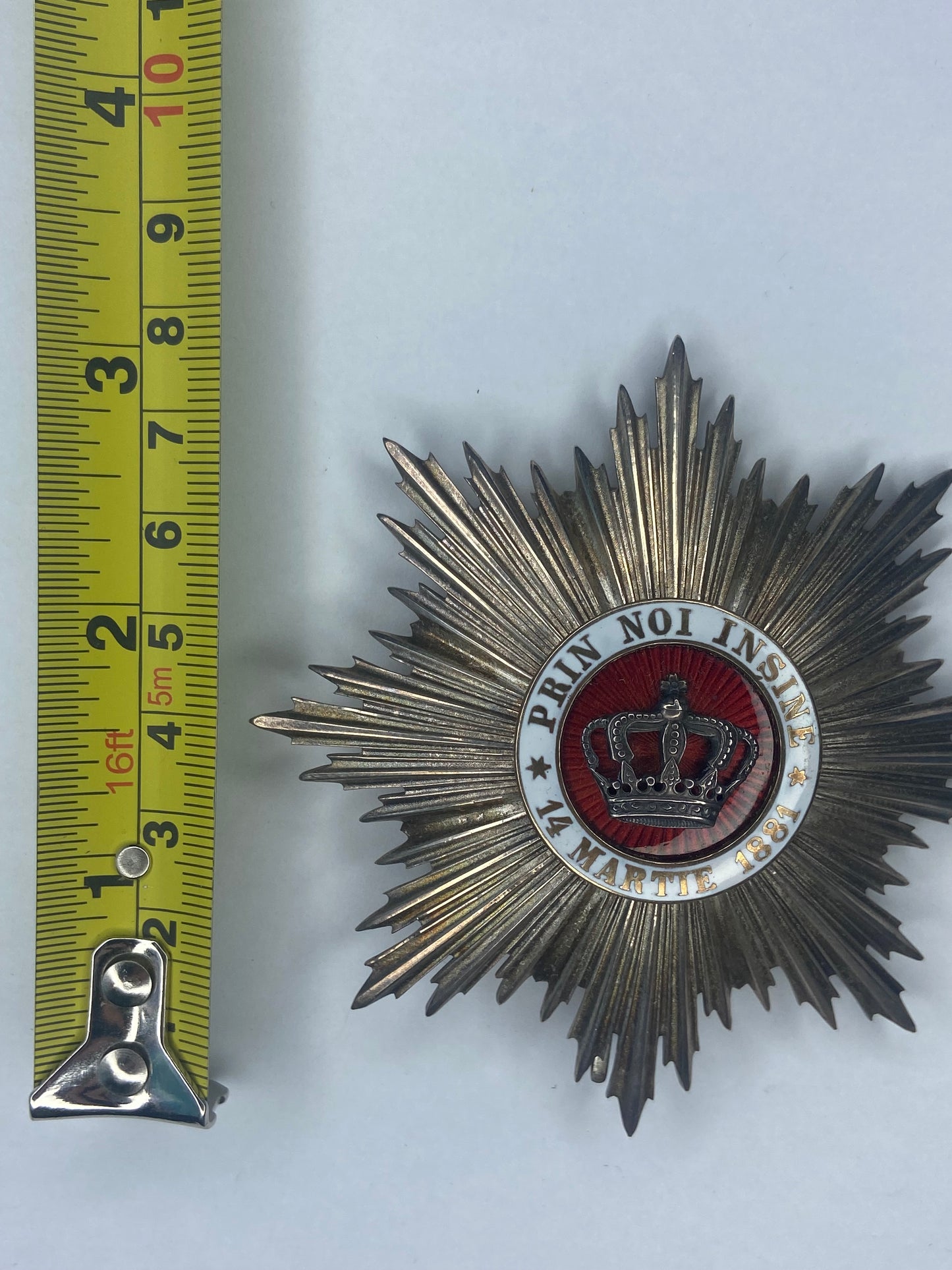 Romania Kingdom Order of the Crown Grand Officer Neck Badge & Breast Star. Type 1. Made by “RESCH”. Silver. In king Ferdinand Box. RR!!