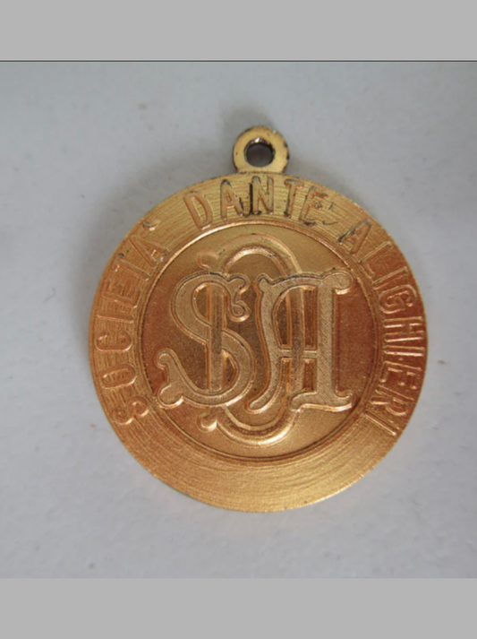 Italy Society of Dante Alighieri Medal. Silver/Gilt. Hallmarked.