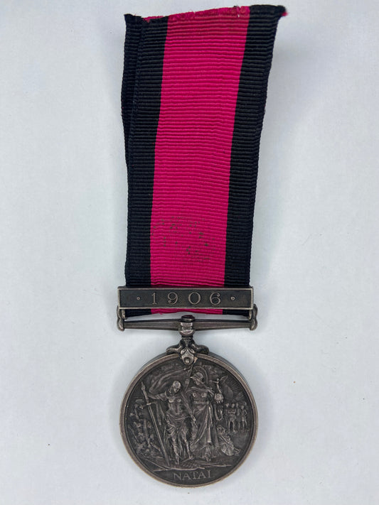 Natal Rebellion Medal w/ 1906 clasp