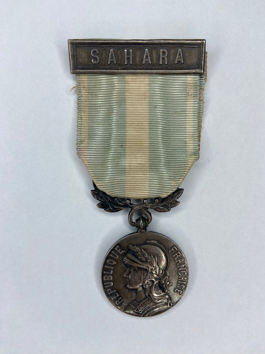 FRANCE COLONIAL CAMPAIGN MEDAL WITH SAHARA BAR. VF+.
