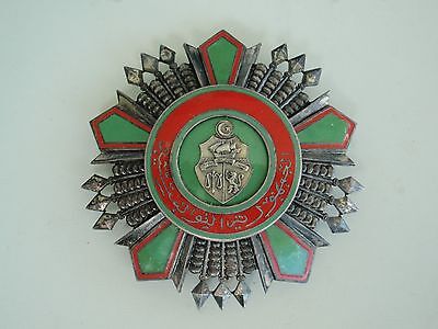 TUNISIA NATIONAL ORDER OF MERIT BREAST STAR. SILVER/HALLMARKED. CASED.
