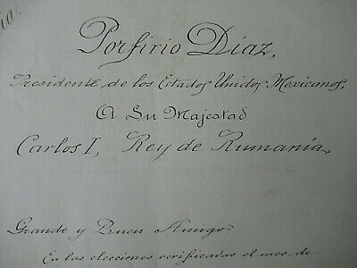 MEXICO 1904 LETTER FROM THE PRESIDENT TO KING OF ROMANIA ANNOUNCING  N