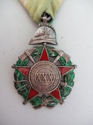 HUNGARY KINGDOM FIRE FIGHTER MEDAL FOR 30 YEARS SERVICE. SILVER. RARE!