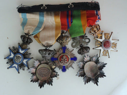 NORWAY SERBIA ANNAM CAMBODIA ROMANIA MEDAL BAR FOR 5 MEDALS