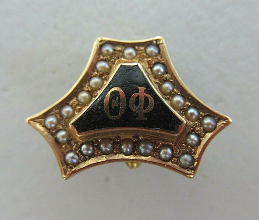 USA FRATERNITY PIN THETA PHI. MADE IN GOLD 14K. NAMED. MARKED. ALPHA.
