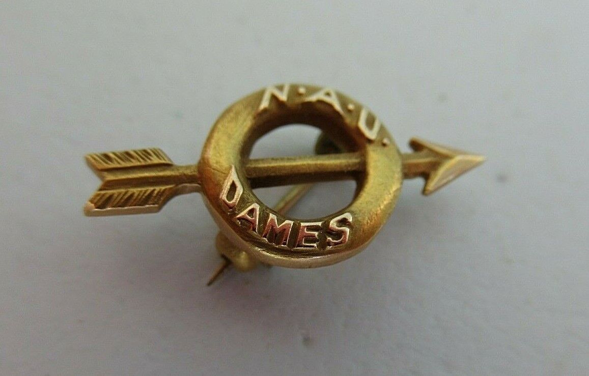 USA FRATERNITY SWEETHEART PIN N.A.U DAMES. MADE IN GOLD. NAMED. MARKED
