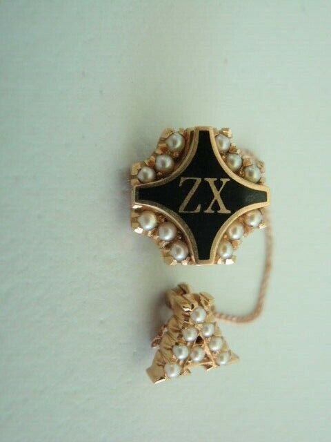USA FRATERNITY PIN ZETA CHI. MADE IN GOLD. ALPHA CHAP. 680