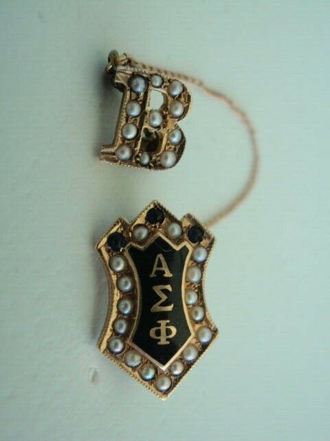 USA FRATERNITY PIN ALPHA SIGMA PHI. MADE IN GOLD 14K. MARKED. NAMED. 6