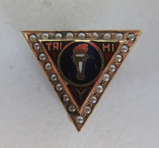 USA FRATERNITY PIN TRI HI Y. MADE IN GOLD 10K. 1801