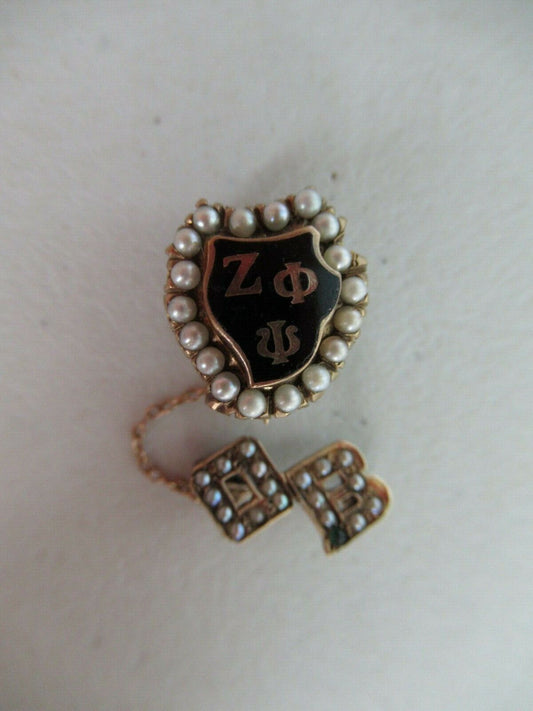 USA FRATERNITY PIN ZETA PHI PSI. MADE IN GOLD 10K. MARKED. 973