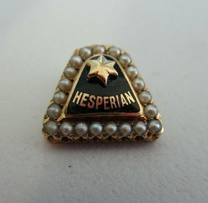 USA FRATERNITY SWEETHEART PIN HESPERIAN. MADE IN GOLD. 1937. NAMED. 16
