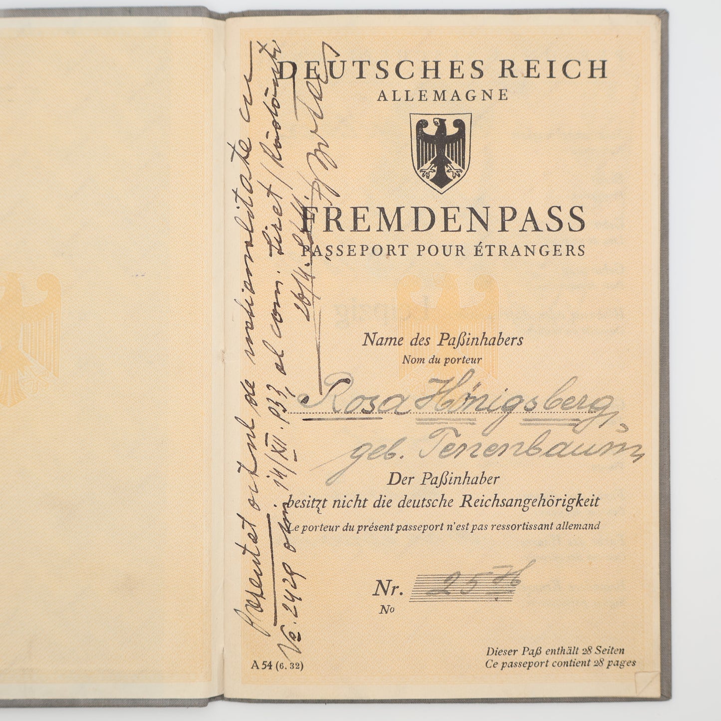 1933 German Imperial Passport for foreign citizens