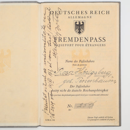 1933 German Imperial Passport for foreign citizens