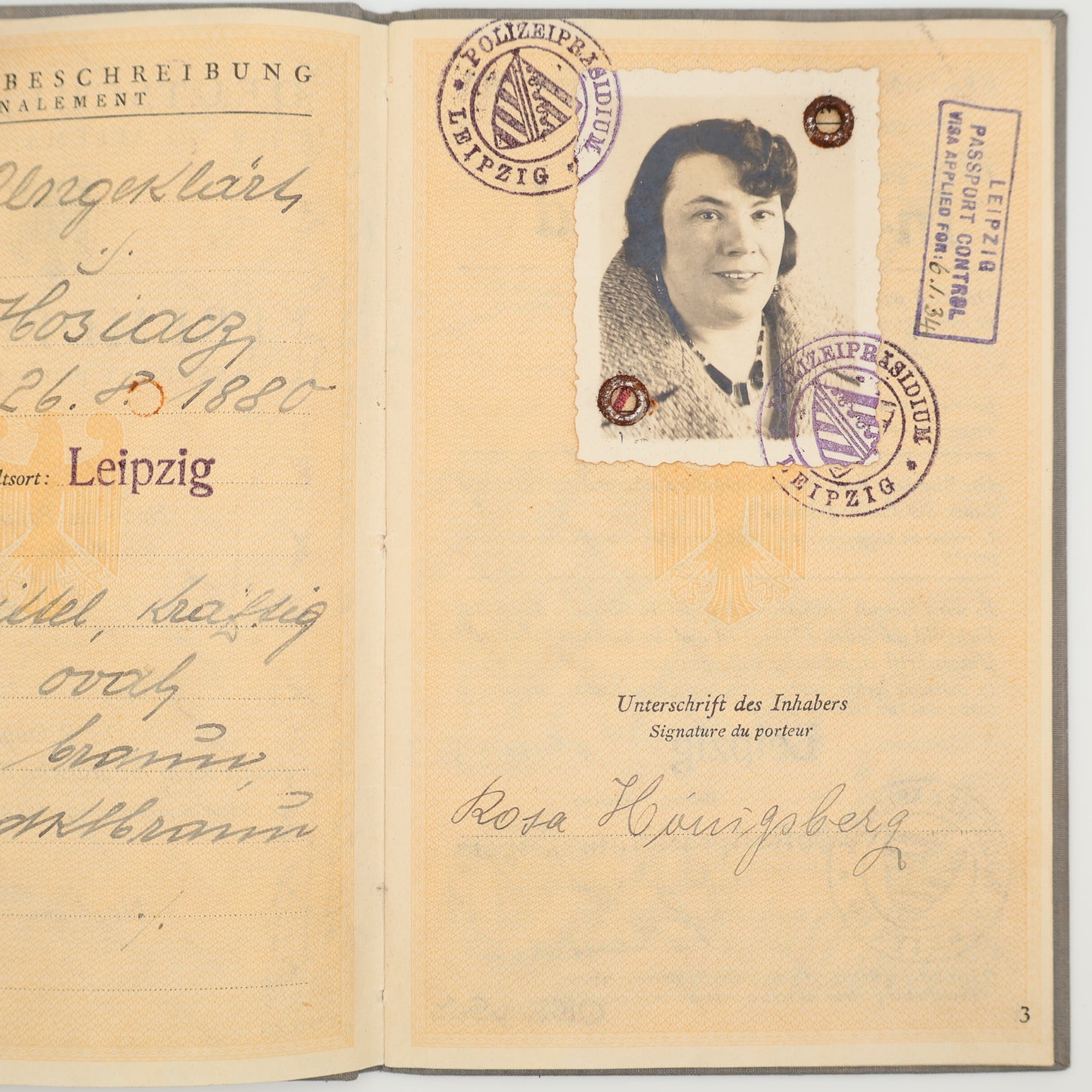 1933 German Imperial Passport for foreign citizens