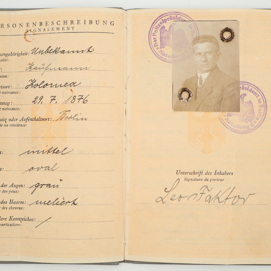 1933 German Imperial Passport for foreign citizens
