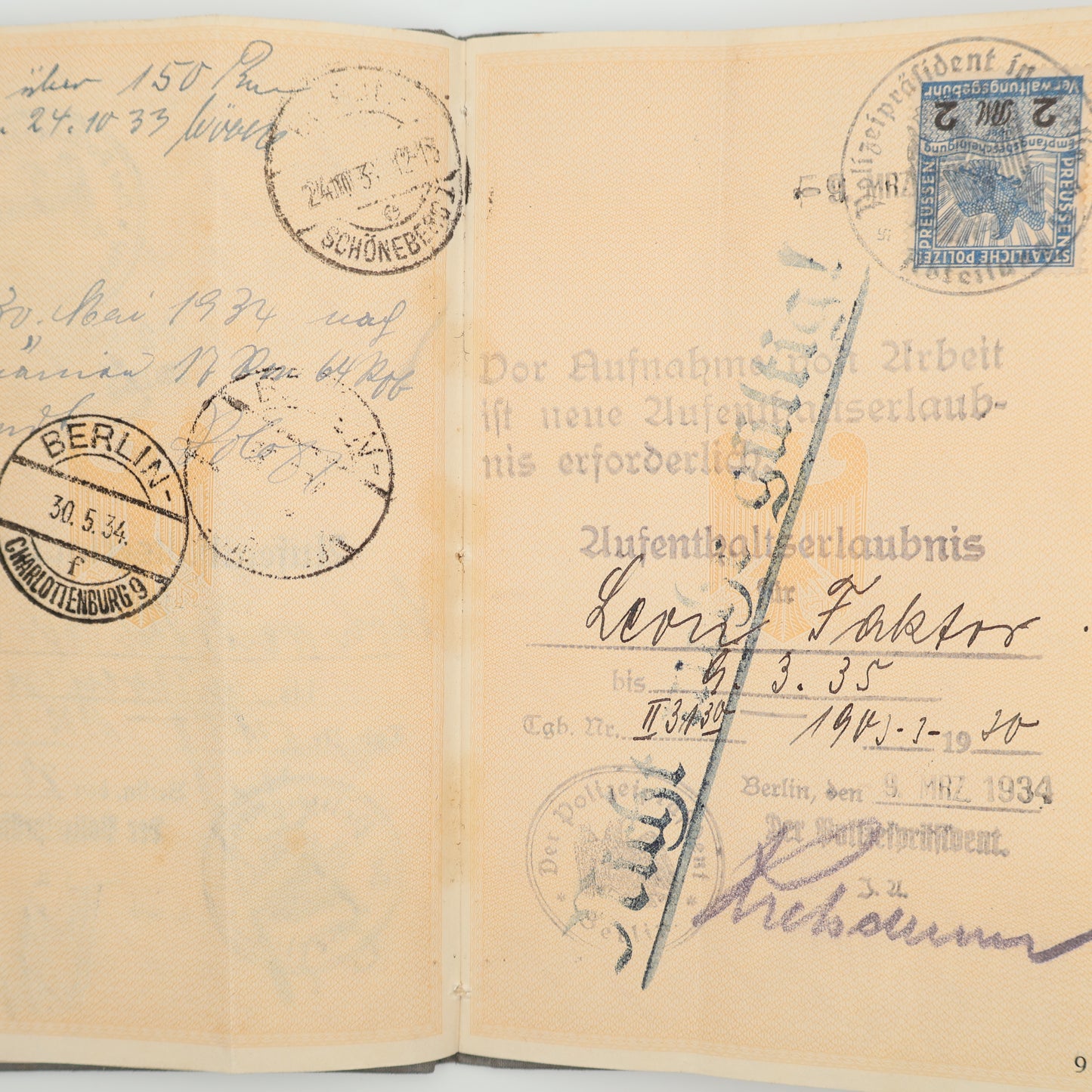 1933 German Imperial Passport for foreign citizens