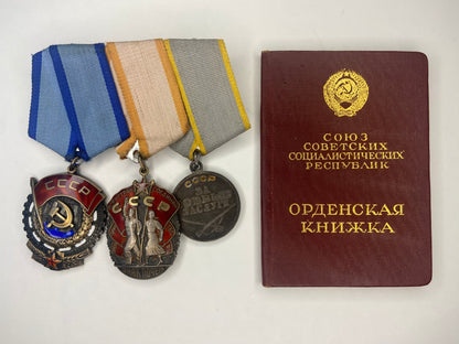 Soviet Russia Group of 3 Orders and Medals