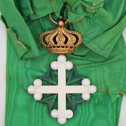 Italy Order of St. Maurice and St. Lazarus Grand Cross Badge & Sash, 18k Gold