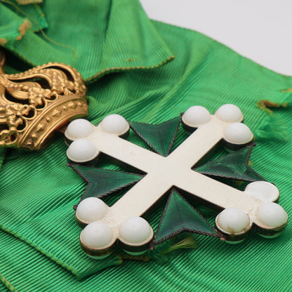 Italy Order of St. Maurice and St. Lazarus Grand Cross Badge & Sash, 18k Gold