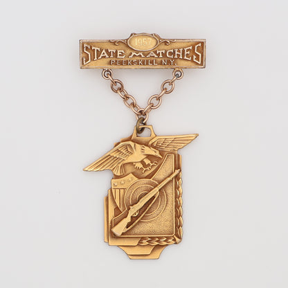 USA NEW YORK STATE MATCHES MEDAL 1957. GOLD FILLED. MARKED