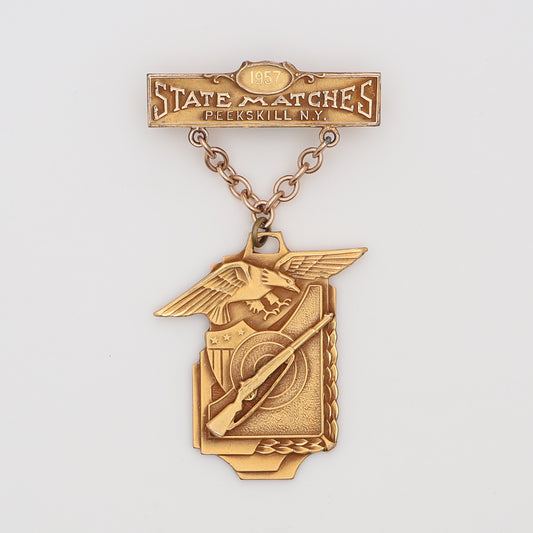 USA NEW YORK STATE MATCHES MEDAL 1957. GOLD FILLED. MARKED
