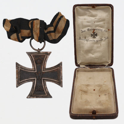 Germany WWI 1914 EK2. Maker Marked "R.W." Cased. Iron Cross II Class