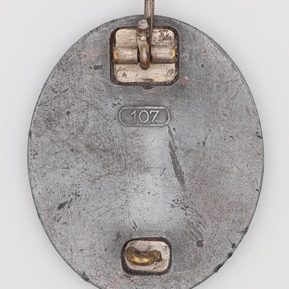 German WWII Silver Wound Badge, Maker Marked 107