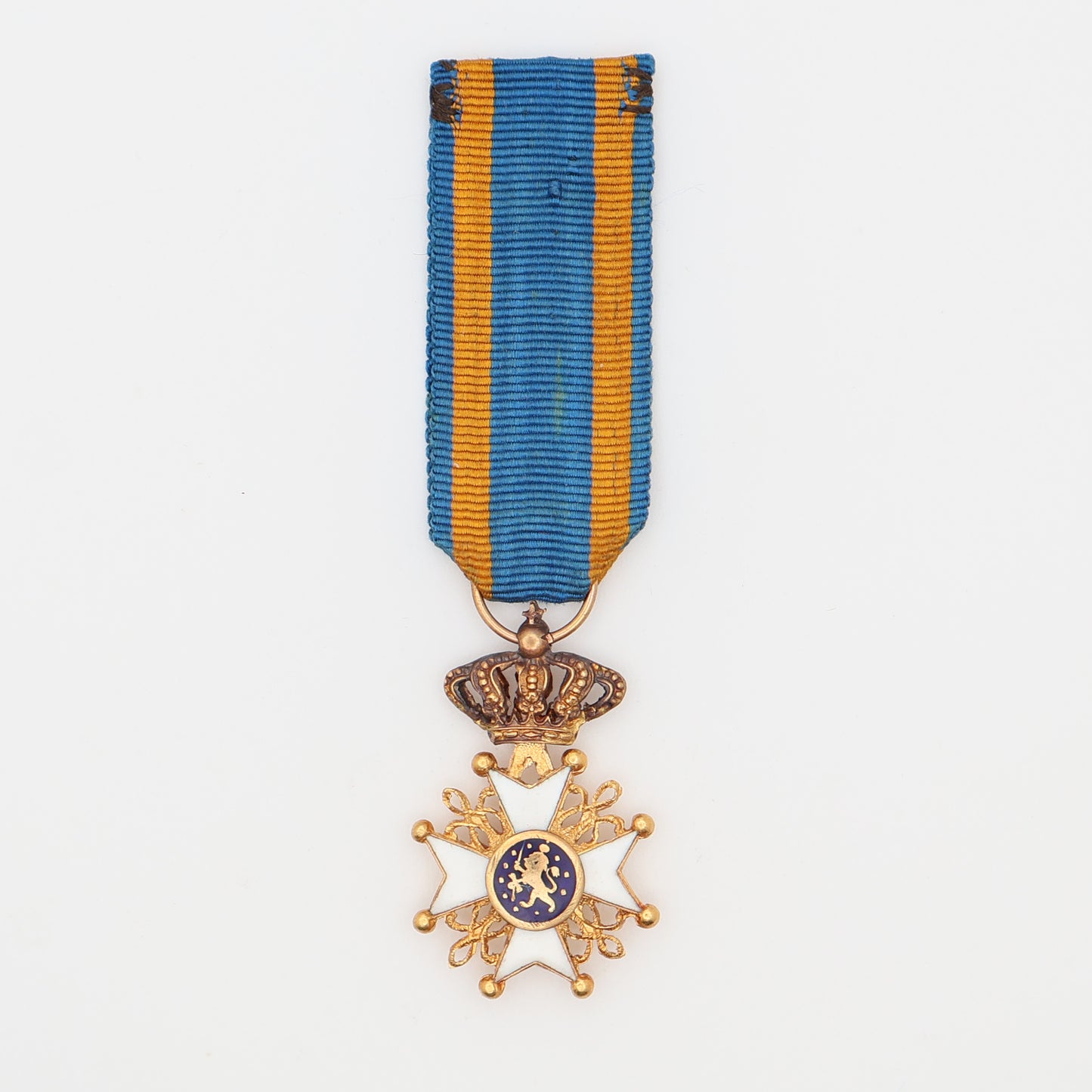 NETHERLANDS ORDER OF THE LION LARGE SIZE MINIATURE MADE IN GOLD VERY RARE. VF+
