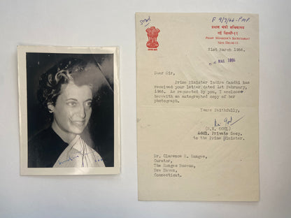 Photo signed by Prime Minister Indira Ghandi