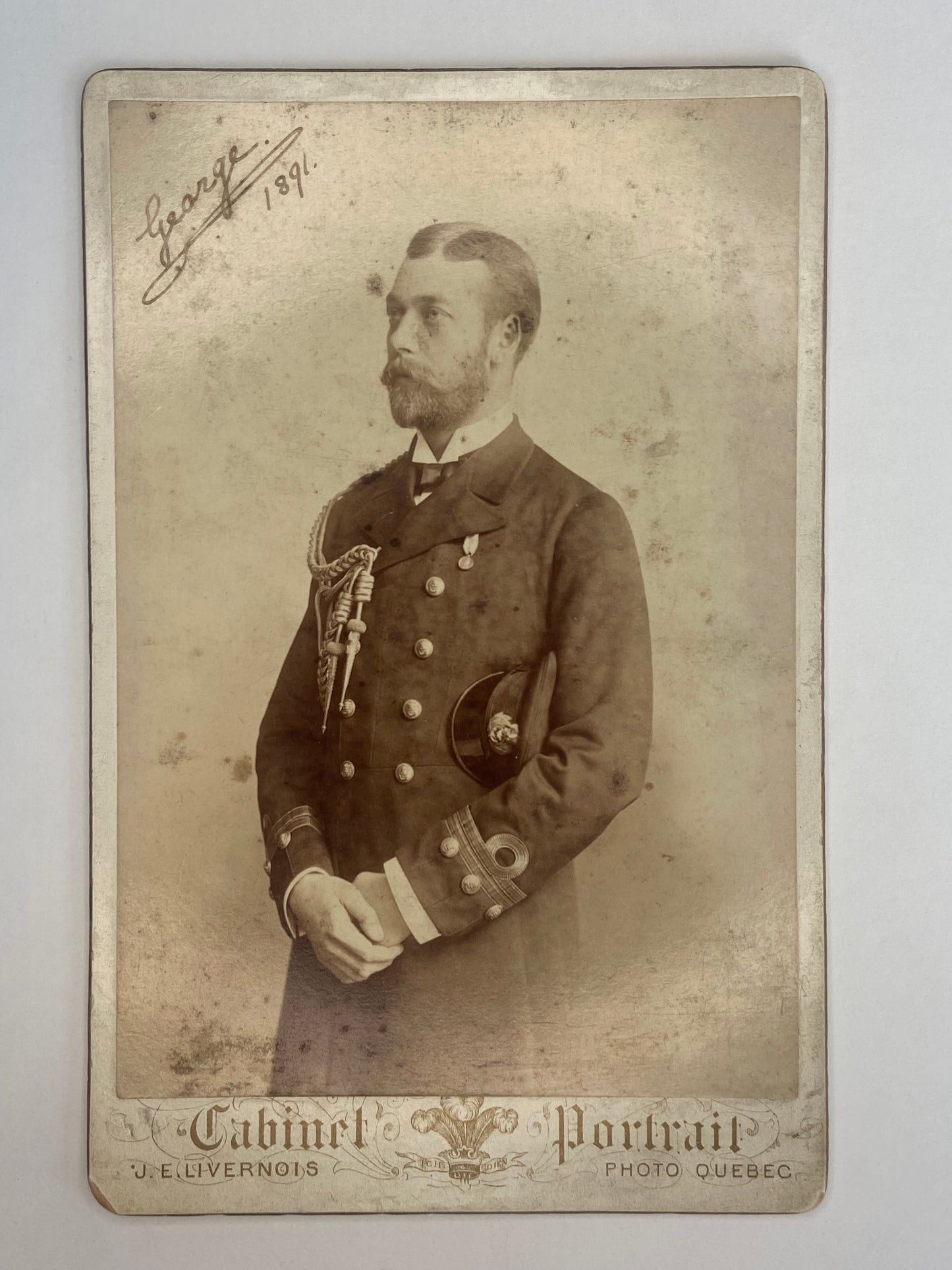 1891 KING GEORGE V SIGNED CABINET CARD PHOTO