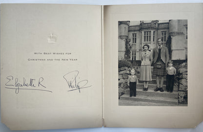 1952 QUEEN ELIZABETH II & PRINCE PHILIP CHRISTMAS CARD. HAND SIGNED