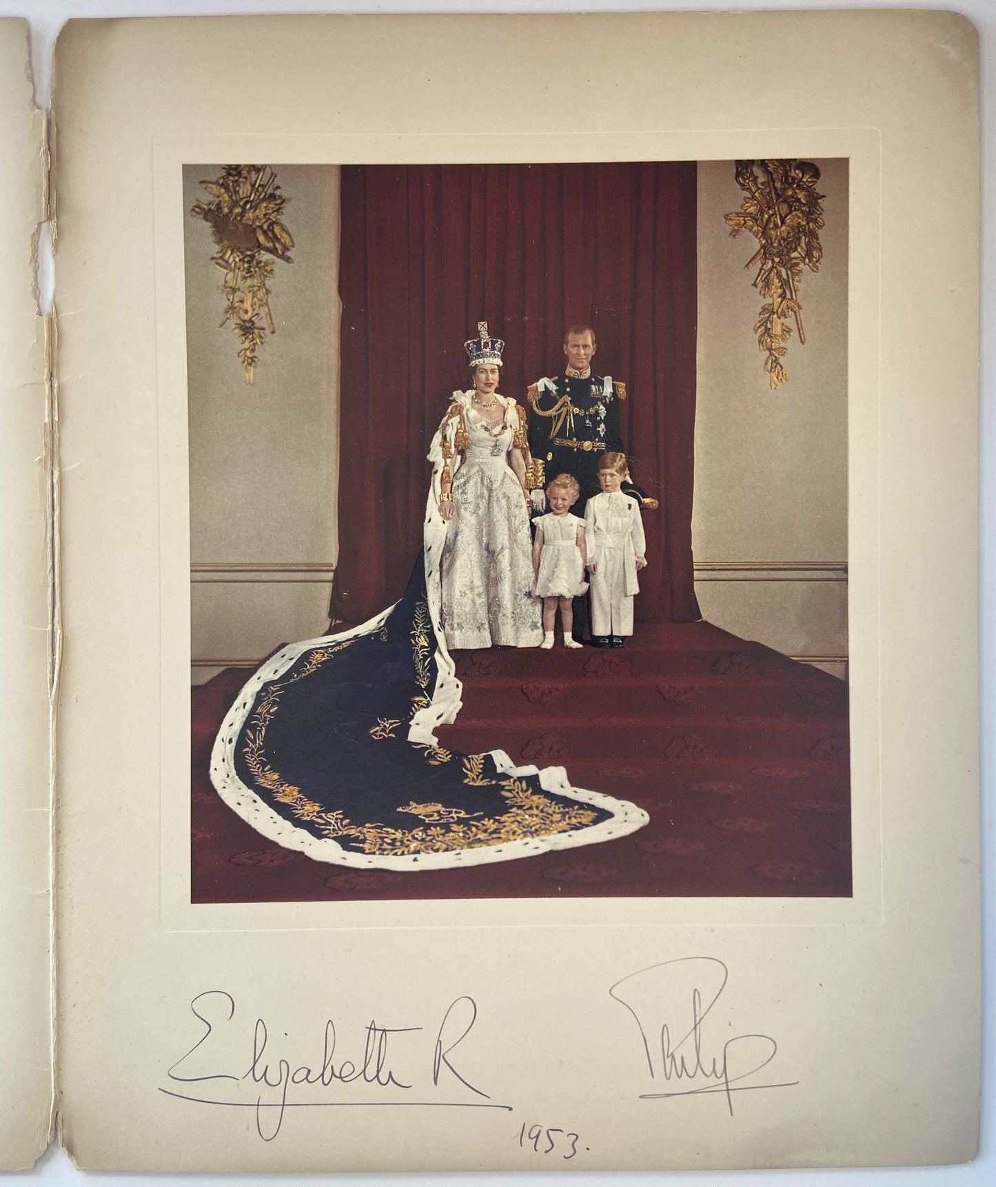 1953 QUEEN ELIZABETH II & PRINCE PHILIP CHRISTMAS CARD. HAND SIGNED