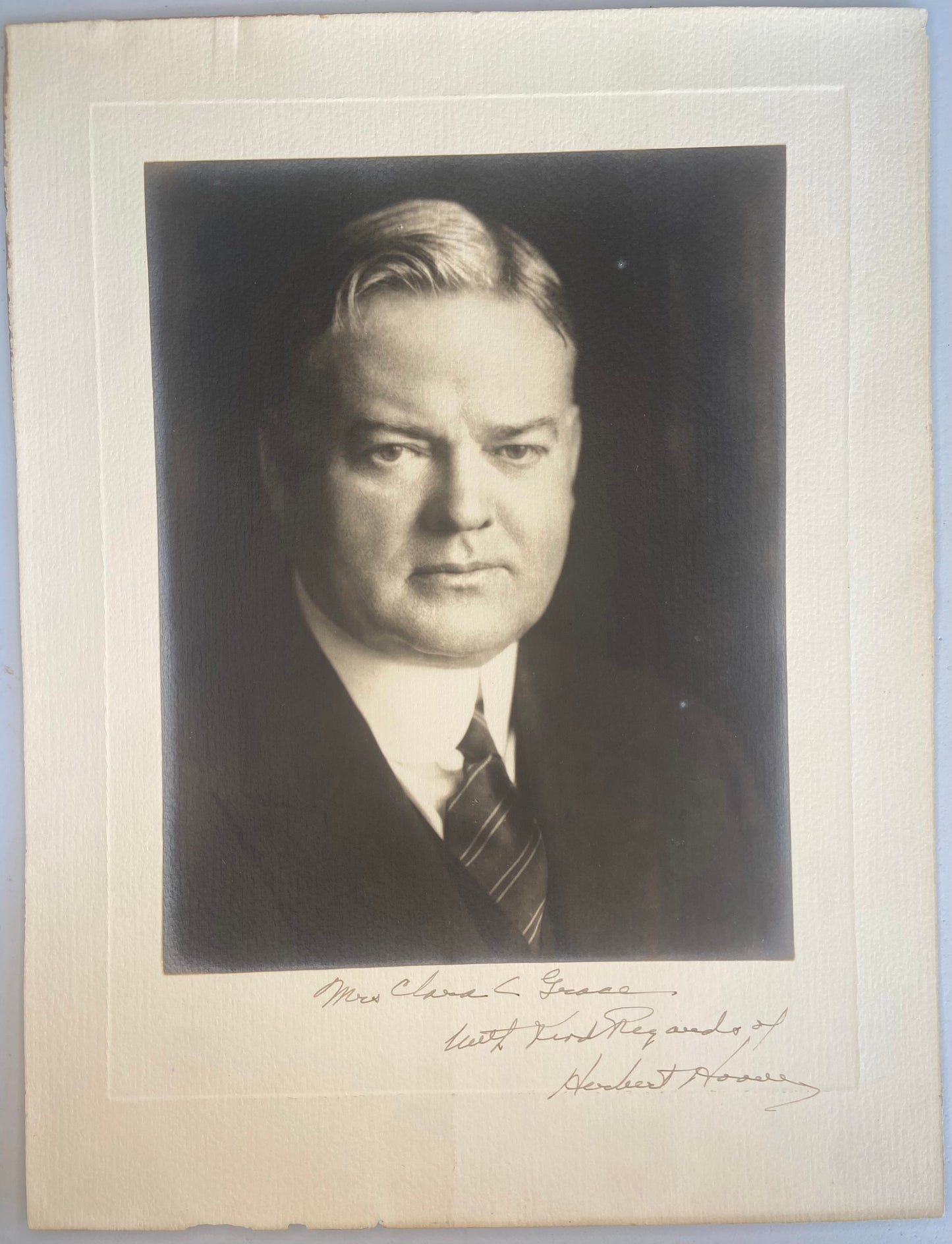 President Herbert Hoover signed and Enscribed Photo