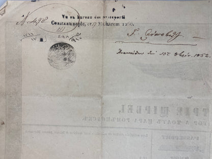 Romania Wallachia 1849 Passport. Wallachian Ruler Dimitrie Stirbei issue