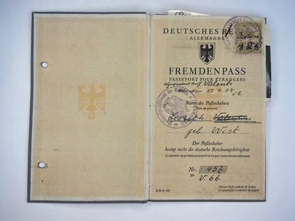 1933 German Imperial Passport for foreign citizens