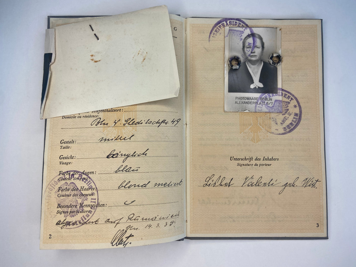 1933 German Imperial Passport for foreign citizens