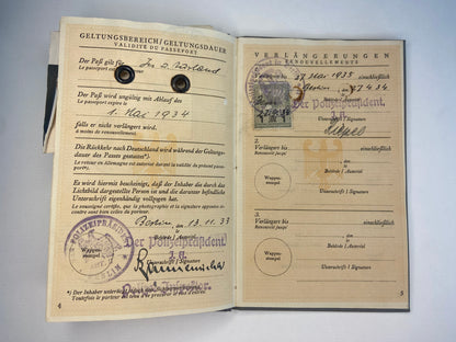 1933 German Imperial Passport for foreign citizens