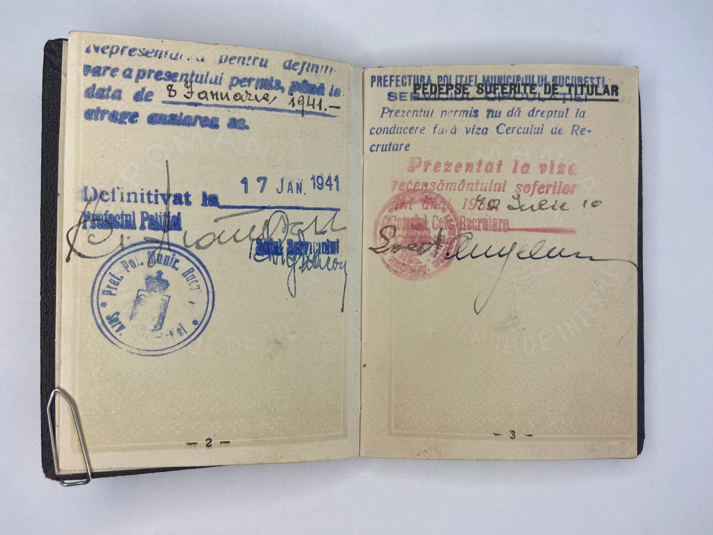 1940 Romanian Kingdom Driver's License