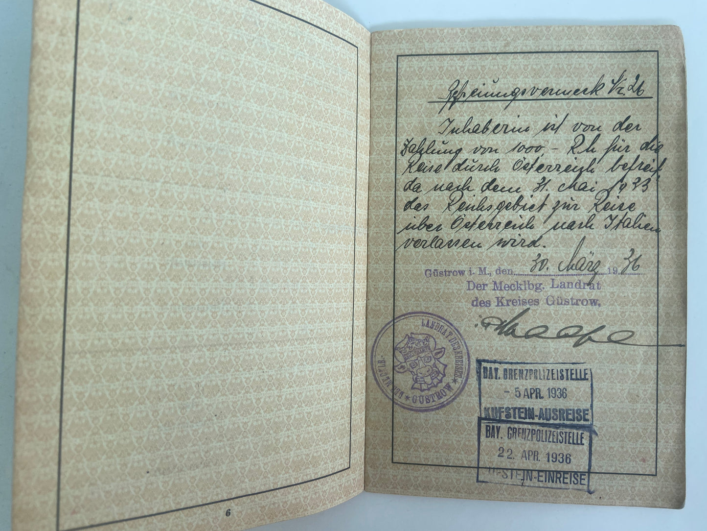 1936 German Imperial Passport