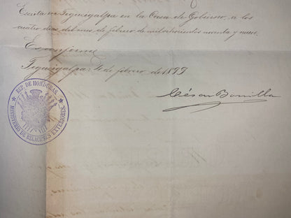 Honduras 1899 letter from the Constitutional President to the king of Romania