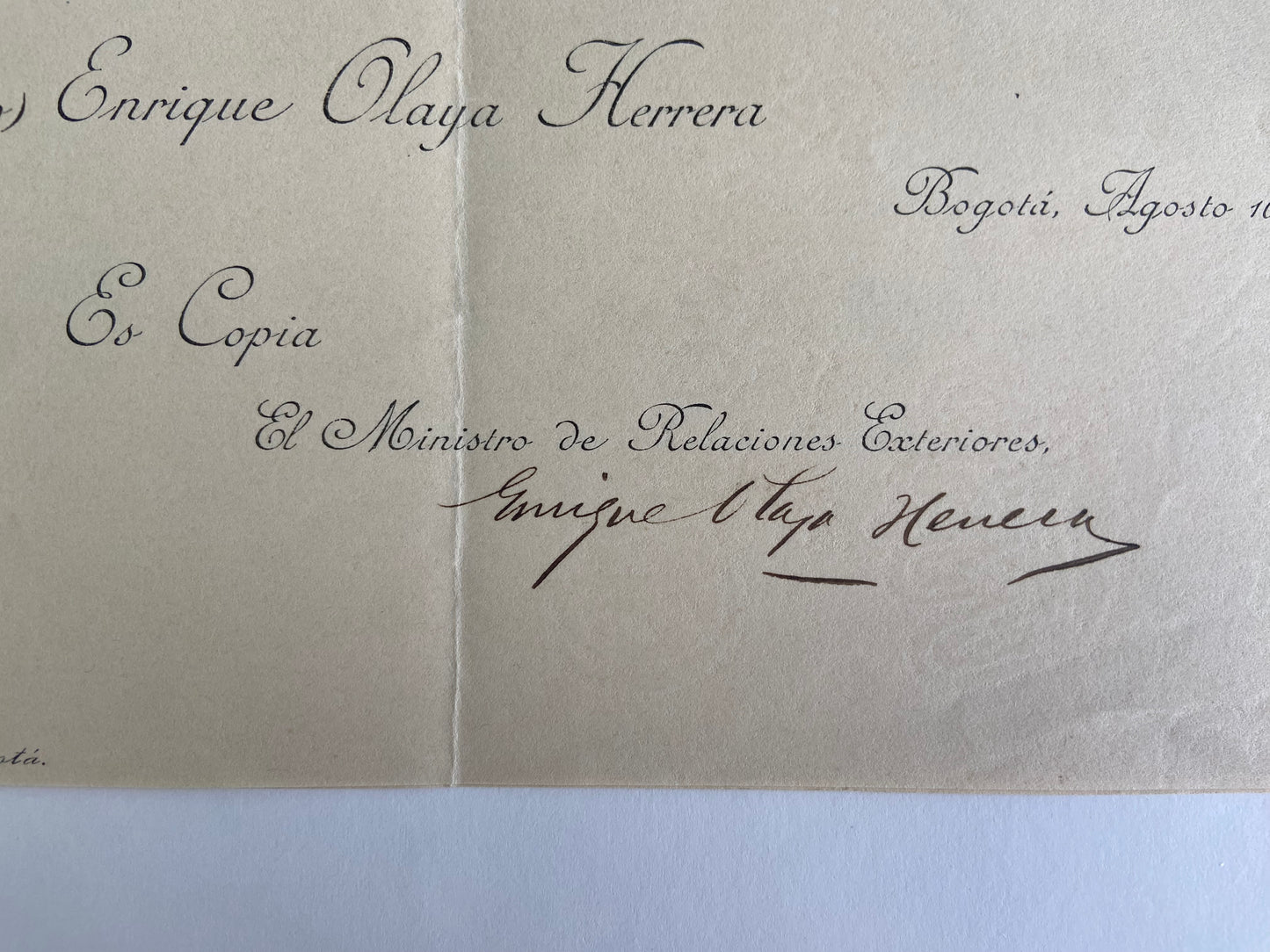 1910 Colombia Letter from the President, Carlos E. Restrepo to the King of Romania King Carol I