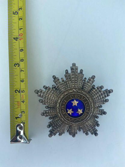 LATVIA ORDER OF THE 3 STARS. GRAND CROSS GRADE BREAST STAR. SILVER/HALLMARKED. VERY RARE!