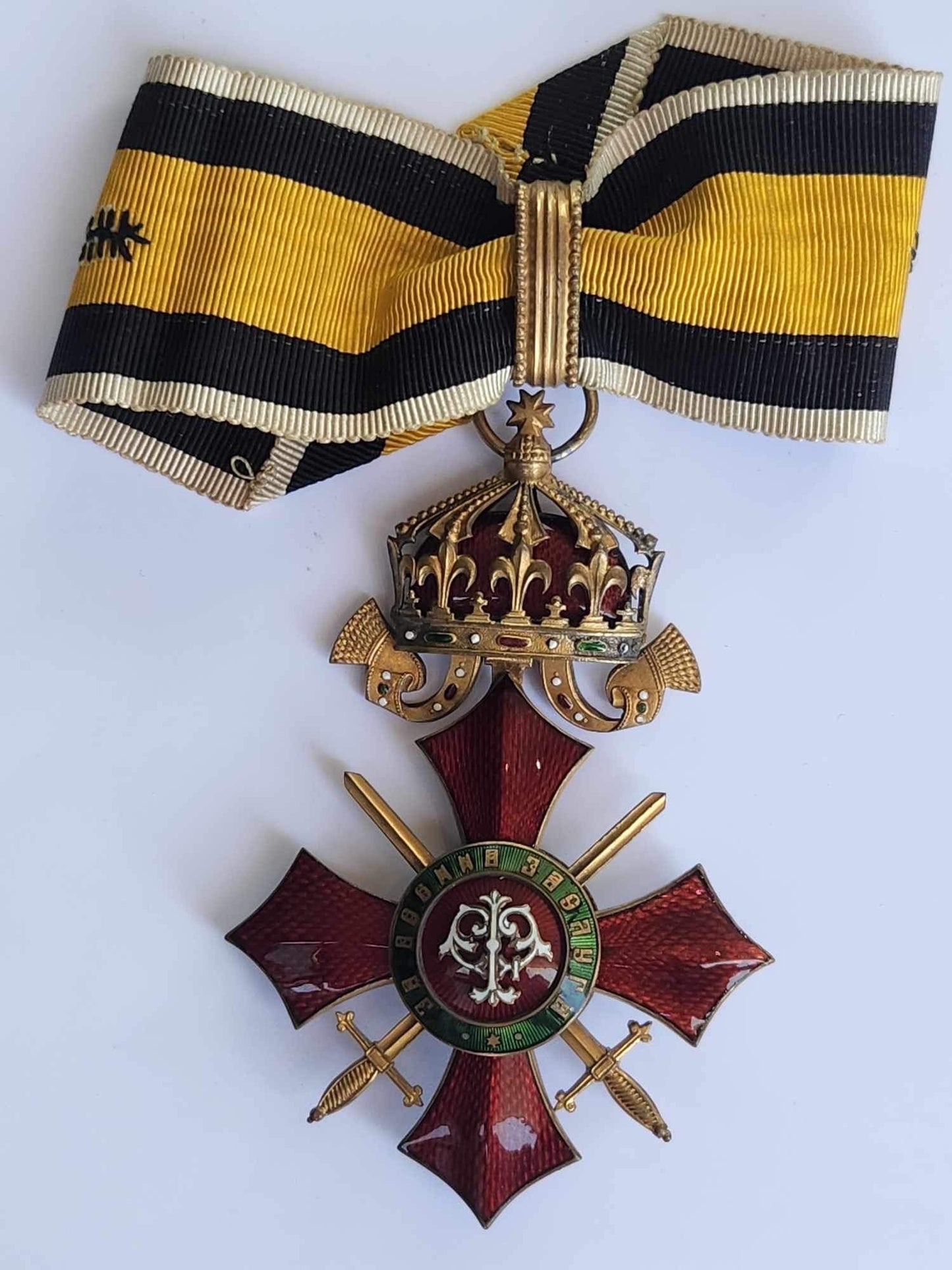 BULGARIA KINGDOM MILITARY MERIT ORDER W/ SWORDS COMMANDER GRADE. TYPE 1. RARE!