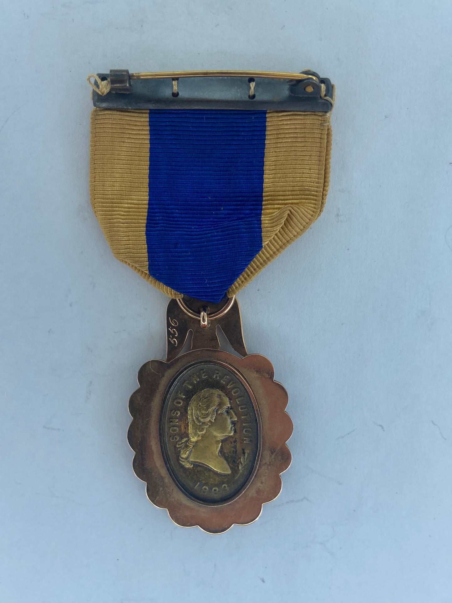 USA GROUP OF TWO SOCIETY BADGE MEDALS AWARDED TO THE SAME RECIPIENT.