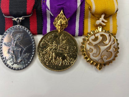 A 3 Medal Bar from Thailand with Matching Miniatures