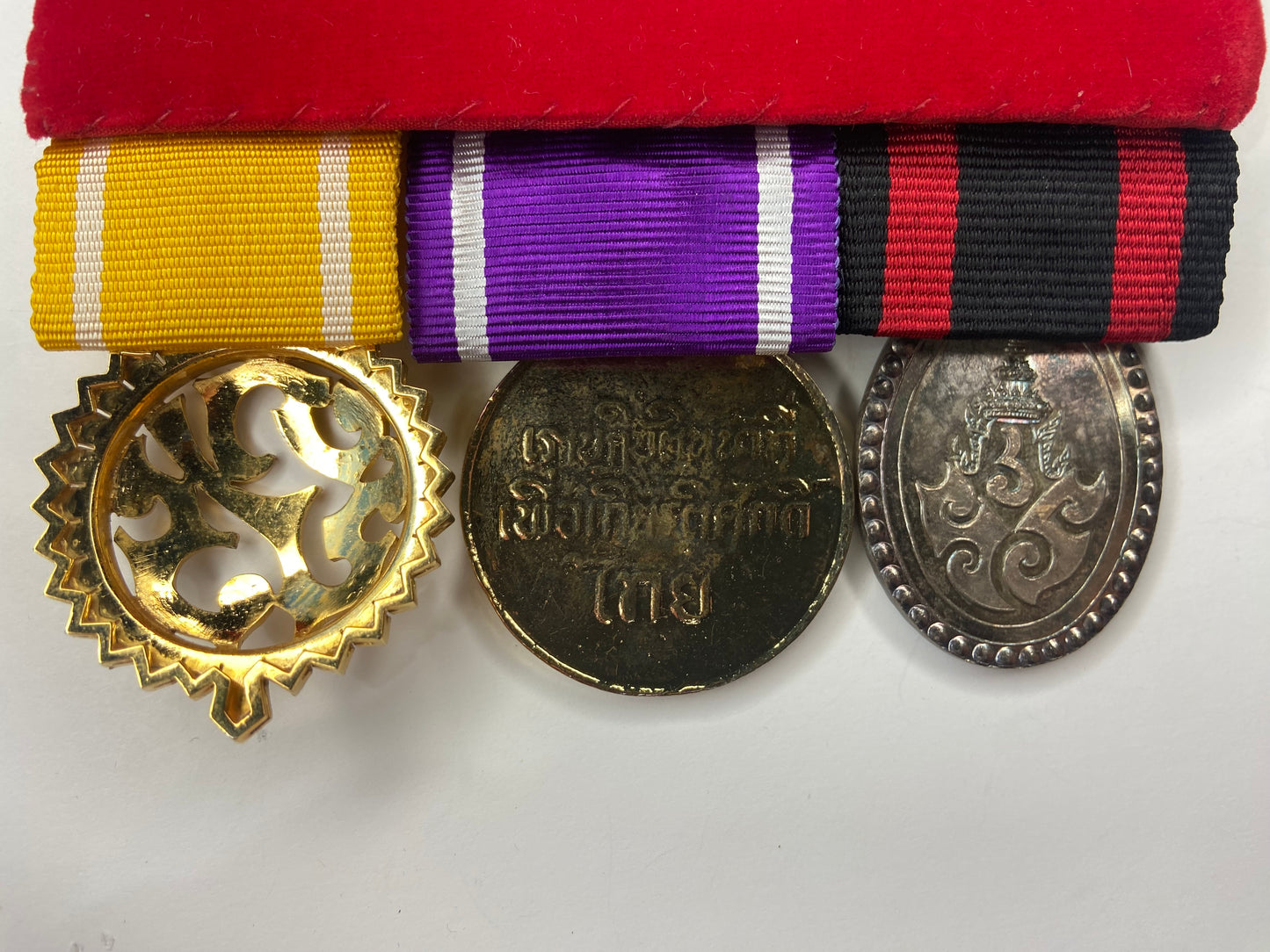 A 3 Medal Bar from Thailand with Matching Miniatures