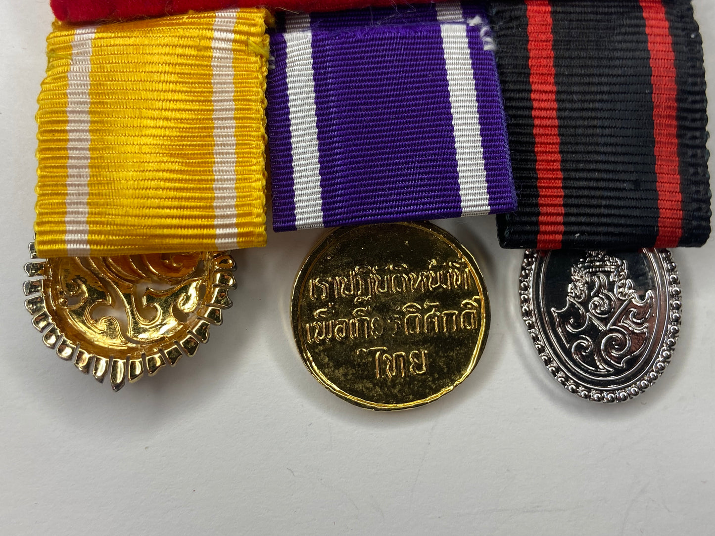 A 3 Medal Bar from Thailand with Matching Miniatures