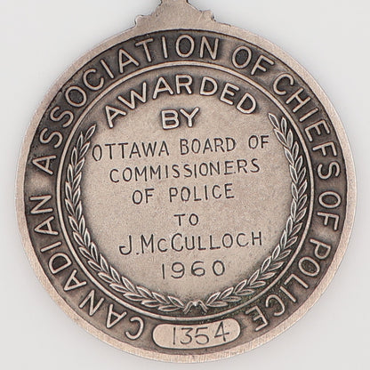 Canada Association of Chiefs of Police Service Medal, 1960, Named, No. 1354