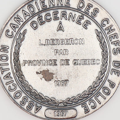 Canada Association of Chiefs of Police Service Medal, 1967, Named, No. 1367