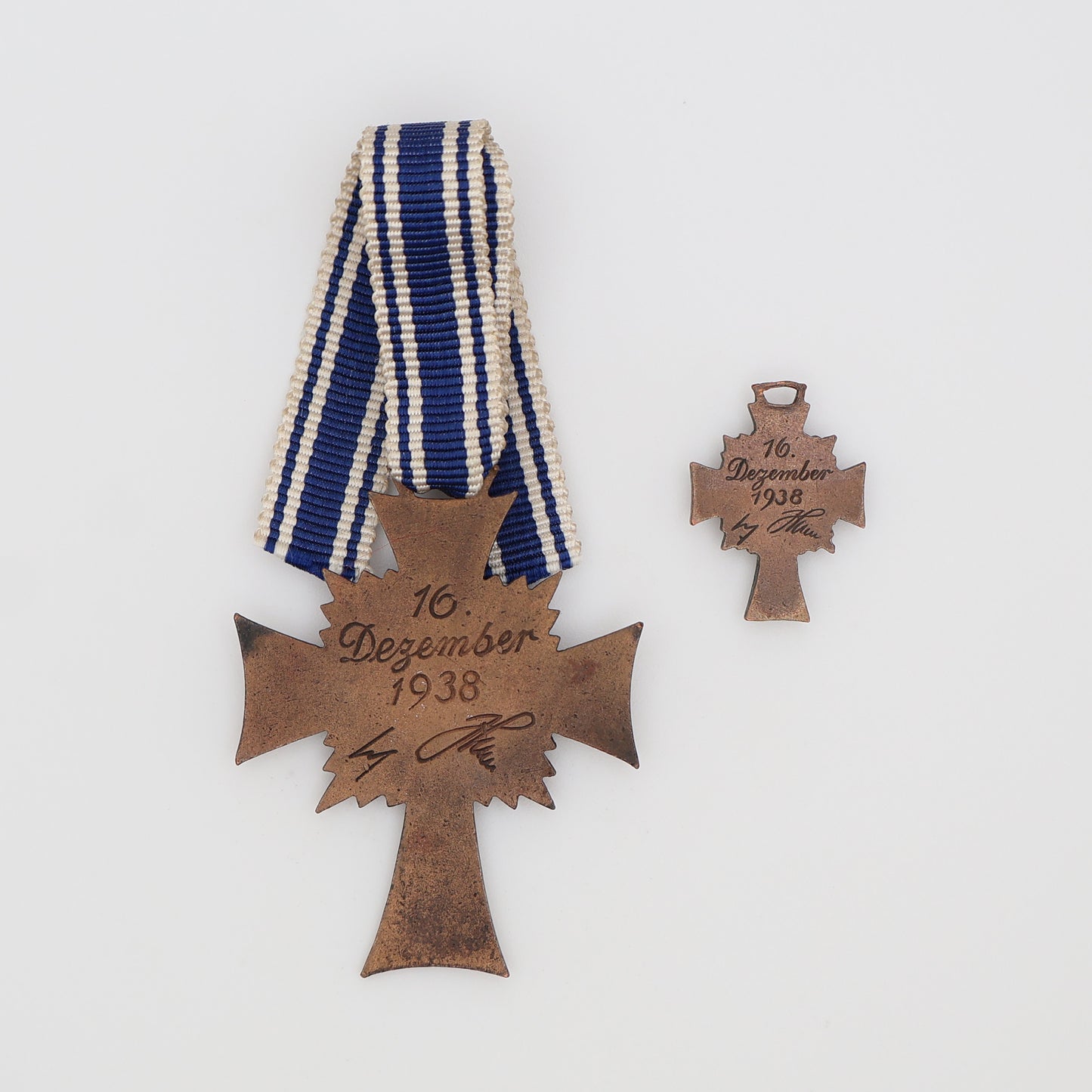 German WWII Bronze Mother's Cross W/ Miniature